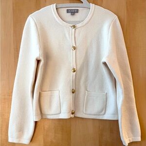 J. Crew Medium Emilie Long-Sleeved Cardigan in Ivory